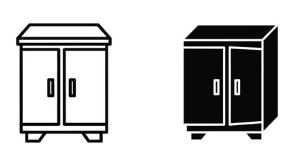 Naklejka premium Minimalist double-door storage cabinet with feet