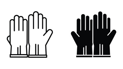 Naklejka premium Black and white gloves icon with fingers spread