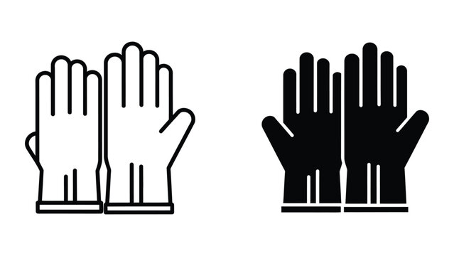 Black and white gloves icon with fingers spread