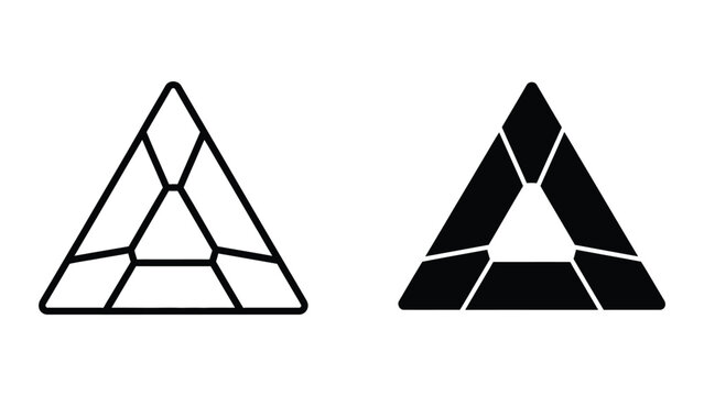 Black and white geometric triangle divided into smaller triangles vector illustration