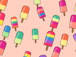 Obraz premium Bright Ice Pop Pattern Frozen Summer Backdrop