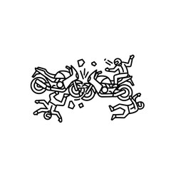 Fototapeta premium abstract line drawing of crashing cyclists on white background