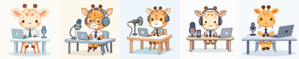 cute giraffe vector doing podcast © sarah16blakeyxh2
