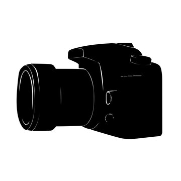 DSLR Camera Silhouette &ndash; Flat Vector Plotter Cut File