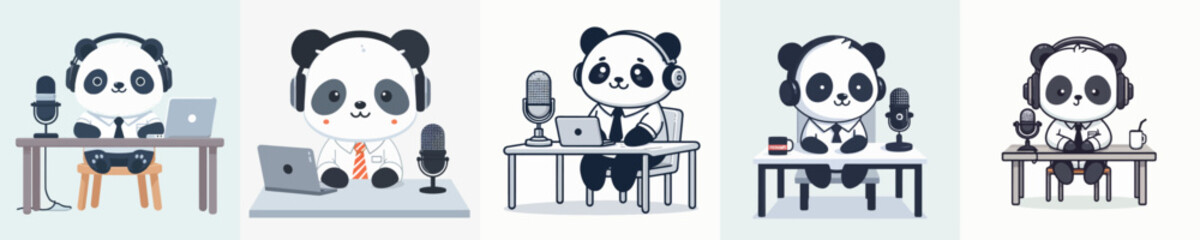 panda vector doing a podcast © sarah16blakeyxh2