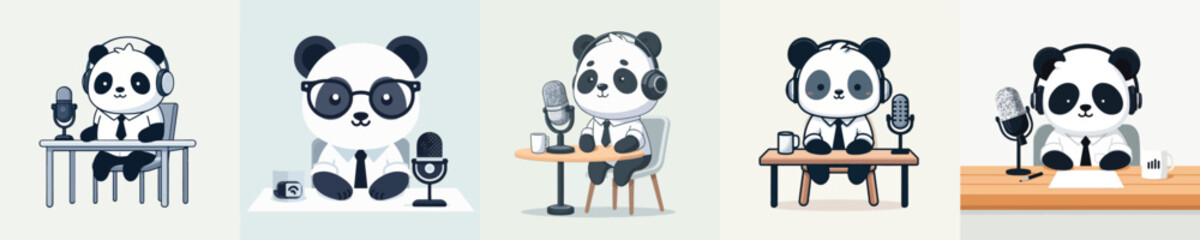 panda vector doing a podcast © sarah16blakeyxh2