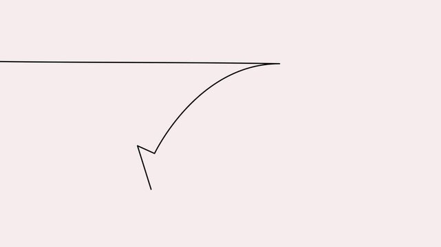 Arrow continuous line 4K animation video showing downward direction on a minimal background