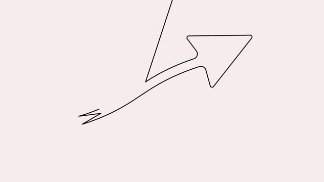 Arrow continuous line 4K animation video showing downward direction on a minimal background