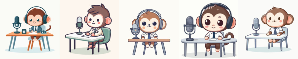 cute monkey vector doing podcast © sarah16blakeyxh2