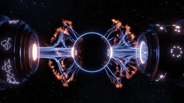 Futuristic Energy Core Powering Up with Plasma and Electric Arcs.