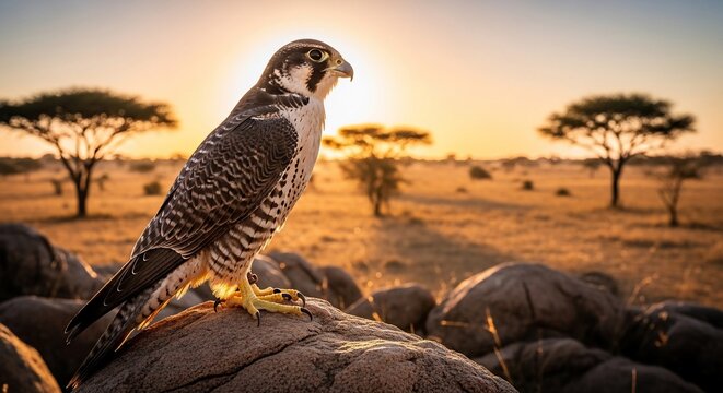 Golden Hour Guardian: A Falcon's Vigil