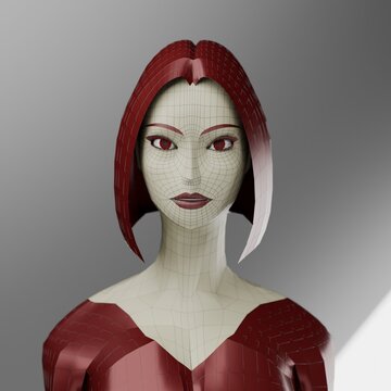 3d wireframe woman made in blender 3d