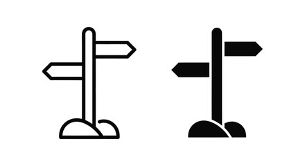 Directional signpost icon in outline and solid style vector graphic © Design