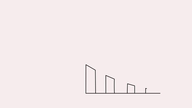 Arrow continuous line 4K animation video showing downward direction on a minimal background