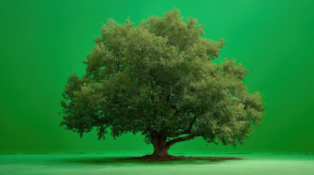 Green screen tree ready for compositing background