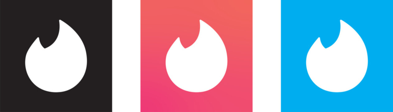 Tinder App Icons. Dating App sign.  Gradient, Monochrome and Outline Icons in Rounded Square and Circular Styles for Mobile UI Design
