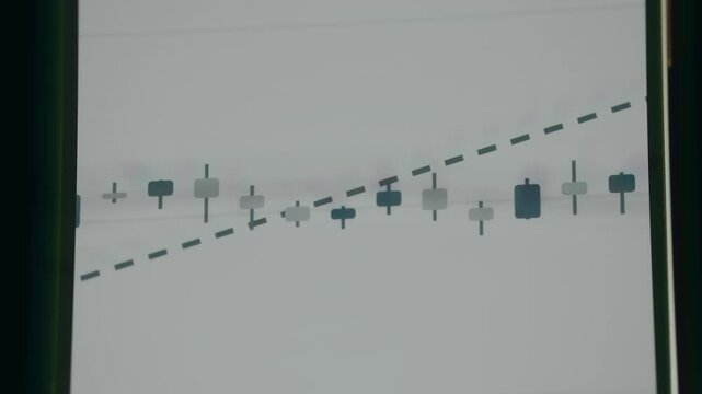 Close-up of a candlestick chart for financial trading