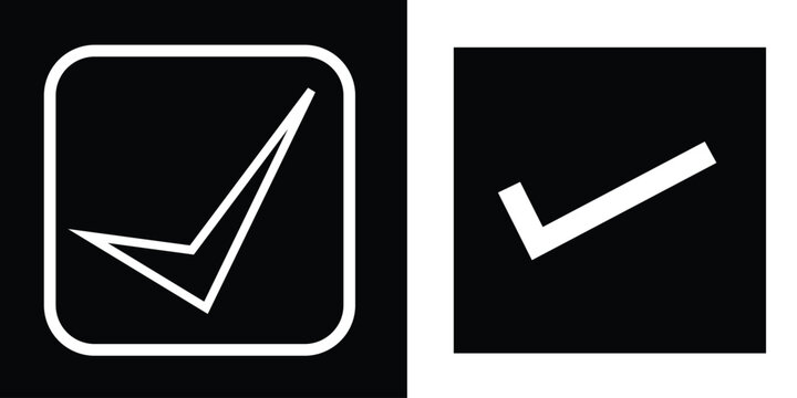 black checkmark , checkmark icon set, approved symbol, checked checkbox mark, checkmark set, editable line. white background, EPS10 