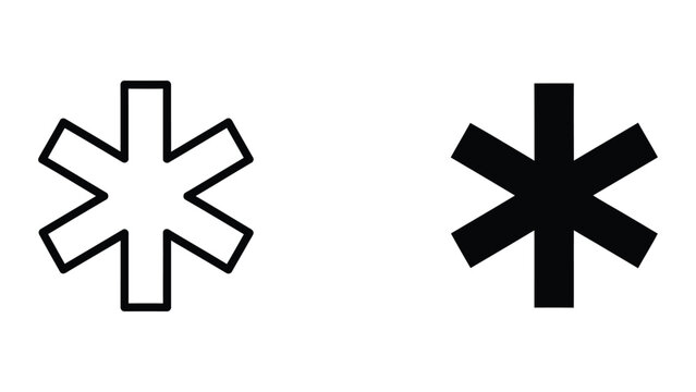 Medical star of life symbol and emergency cross icon set