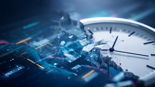 Displaced Hour Dial with Numeric Markers and Cracked Background Technology