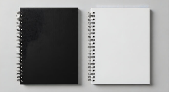 Open blank notebook with barcode sticker on side