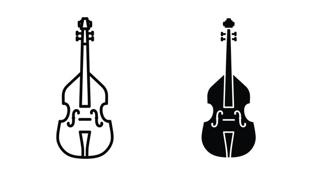 Black and white outline comparison of violin and cello