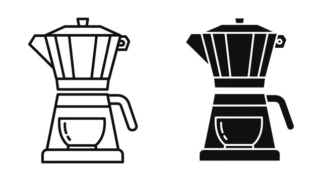 Minimalist stovetop moka pot coffee maker illustration