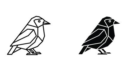 Fototapeta premium Two stylized birds perched side by side