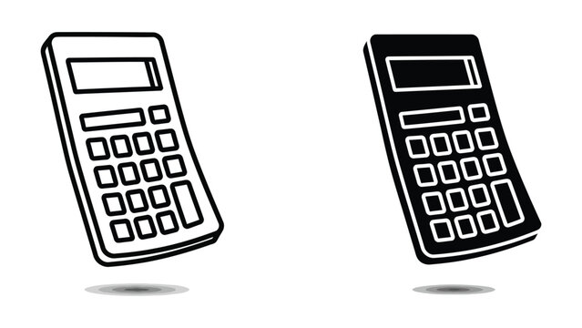 Two black and white calculators icon illustration