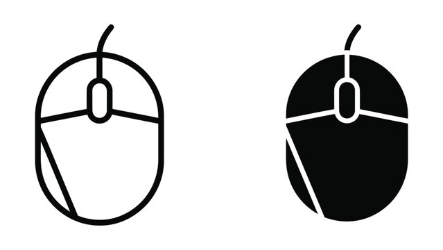Minimalist mouse icon with half black fill design