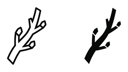 Fototapeta premium Minimalistic tree branch vector icon with leaves
