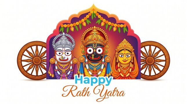 vector illustration for Indian festival Rath Yatra means Chariot Festival. with text subh rath