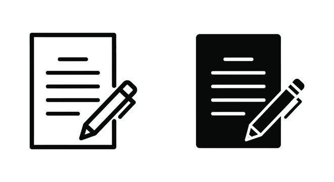 Document sheet with pencil writing vector icon for editing