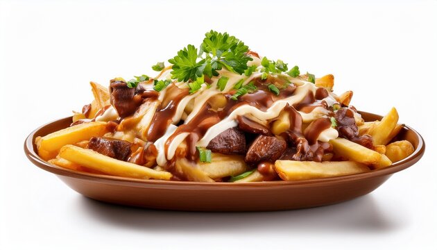 beavertail poutine isolated on white background