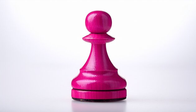 a fusia pink wooden chess pawn on a white background