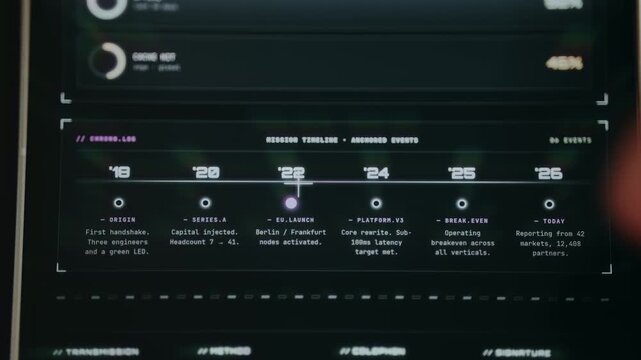 Mission timeline with key milestones from the beginning to its current state