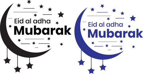 Eid al adha mubarak greetings with crescent moons and stars © Sharminakter