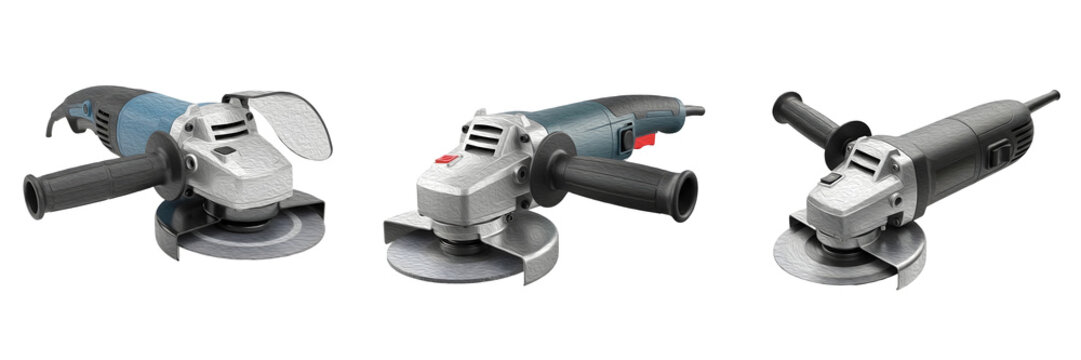 set of  Bosch angle grinders, on withe background PNG photo
