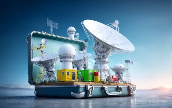 Satellite Equipment in a Creative Space Observatory Model Inside a Suitcase