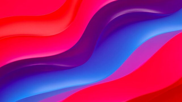 Flowing vibrant waves of red pink purple and blue colors gently ripple and merge seamless motion background