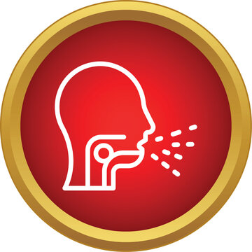 Human silhouette icon showing oral expulsion of airborne droplets representing sickness