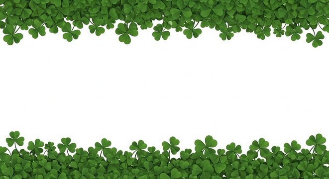 Green fourleaf clover pattern border frame isolated for design projects