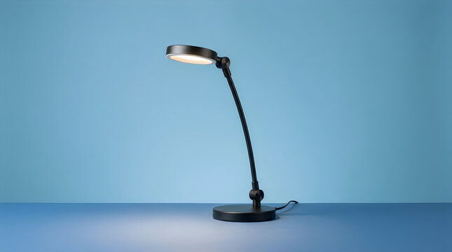 Modern black gooseneck desk lamp with flexible arm and led light