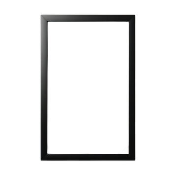 Simple black rectangular picture frame with thin borders isolated on white background Png
