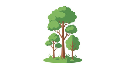 Fototapeta premium Stylized Diverse Green Trees Growing Together on White Background