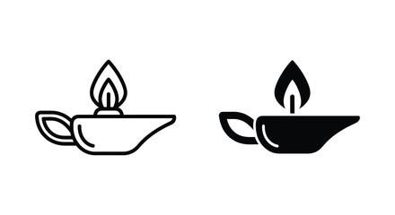 Aladdin lamp with magic flame vector icon set © Omega