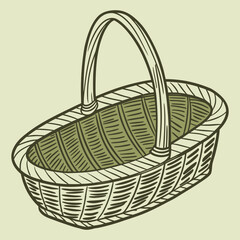 Obraz premium A wicker basket with handle
