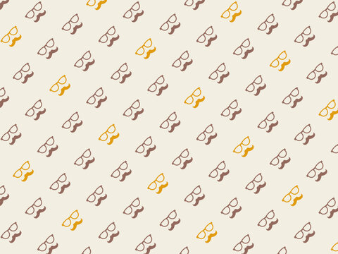 眼鏡とヒゲの父の日のパターン背景イラスト（アイボリー）