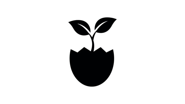 Seedling growing in cracked egg vector icon