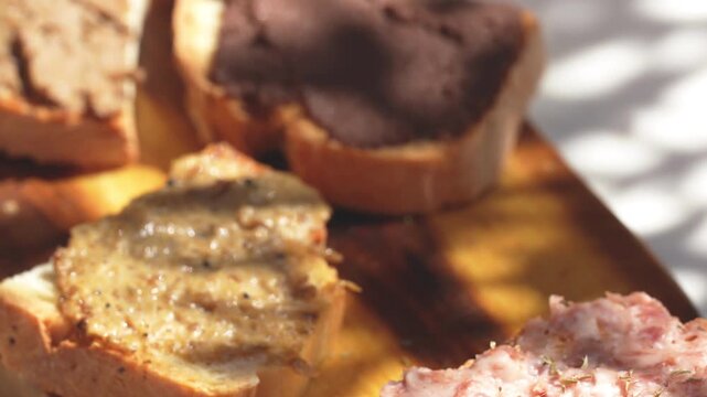 Crostini and Italian appetizers served on a table in a traditional Italian restaurant